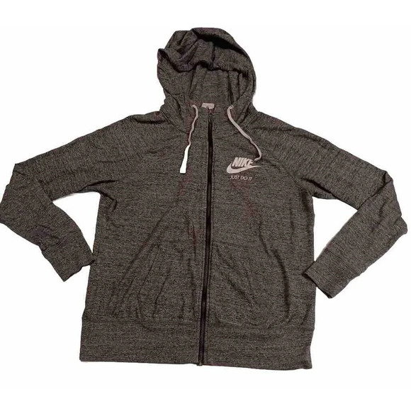 Vintage Nike Hooded Full Zip Light Weight Track Jacket size Medium Gray - Picture 1 of 8